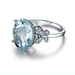 Fashion Natural Sea Blue Topaz Butterfly Ring