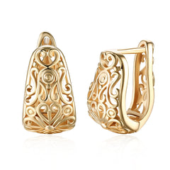 K Gold Zircon Earring Pattern Hollow Romantic Wind Earring Clip