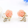 New Fashion 18K Gold Plated Cute Sweet Rose Shaped Artificial and Diamond