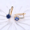 Zircon Earring Clip Blue Round Diamond Romantic Style Earring Clip