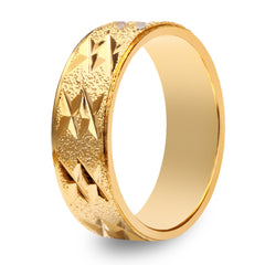 18K Electroplate Gold Color Geometric Pattern Ring for Men