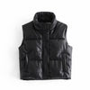 TRAF Women 2021 Fashion Leather Cotton Pocket Padded Waistcoat Vintage Sleeveless Female Outerwear Streetwear