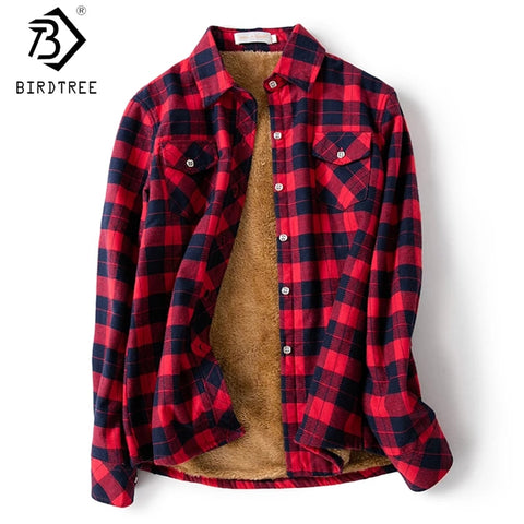 Velvet Thick Warm Women's Plaid Shirt Female Long Sleeve Tops M-5XL Winter Fleece Casual Check Blouse Autumn Clothes T77710A