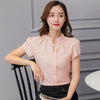 Summer Korean Fashion Womens Tops and Blouses Chiffon Women Blouses Short Sleeve White Office Lady Shirts Ladies Tops