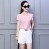 Summer Korean Fashion Womens Tops and Blouses Chiffon Women Blouses Short Sleeve White Office Lady Shirts Ladies Tops