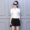 Summer Korean Fashion Womens Tops and Blouses Chiffon Women Blouses Short Sleeve White Office Lady Shirts Ladies Tops