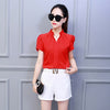 Summer Korean Fashion Womens Tops and Blouses Chiffon Women Blouses Short Sleeve White Office Lady Shirts Ladies Tops