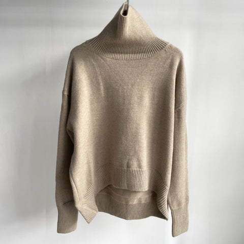 Toppies 2021 Winter Thick Warm Sweater Turtleneck Oversize Pullovers Jumper Female Knitted Tops Irregular Hem Clothing