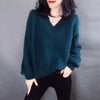 Women Pullovers Loose Big Size 3XL Plus Size V-neck Knitted Sweaters Fashion Retro All-match Elegant Ladies Outwear Casual